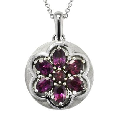 Rhodolite Flower Gem Cremation Pendant